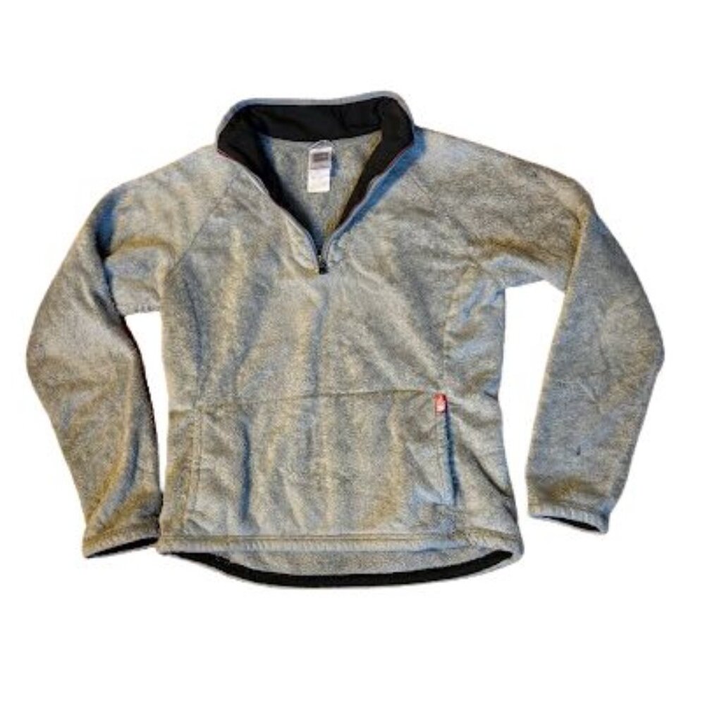 the north face 1/4 zip womens pull over grey medium front pocket fleece